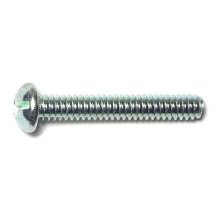 #10-24 X 1-1/4 In Slotted Round Machine Screw, Zinc Plated Steel, 30 PK